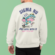 Sigma Nu Graphic Crewneck Sweatshirt | Alligator Skater | Sigma Nu Clothing, Apparel and Merchandise back model 