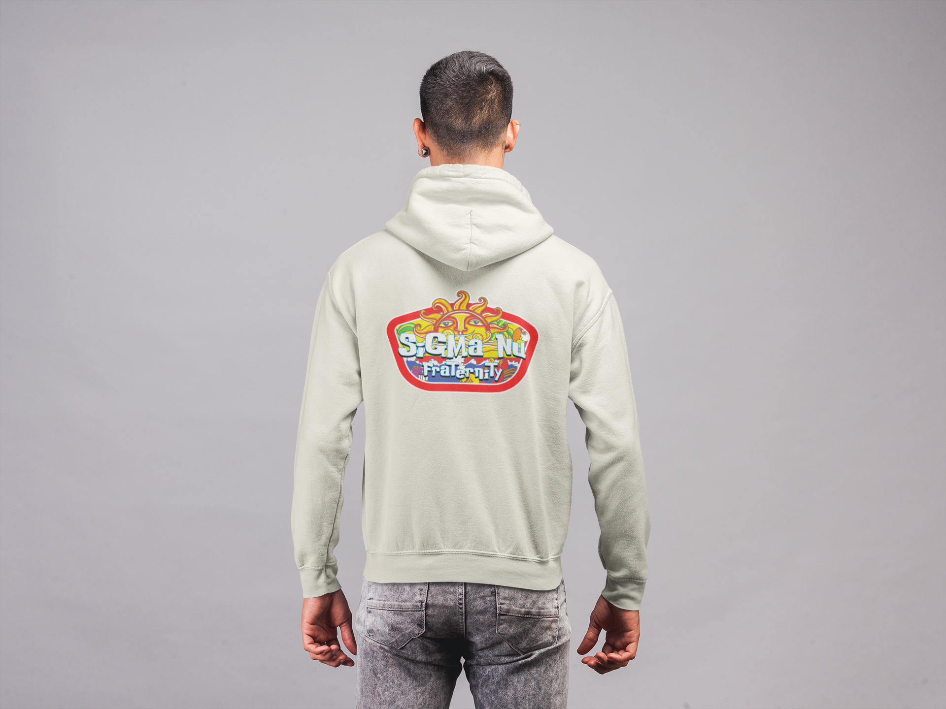 White Sigma Nu Graphic Hoodie | Summer Sol | Sigma Nu Clothing, Apparel and Merchandise model 