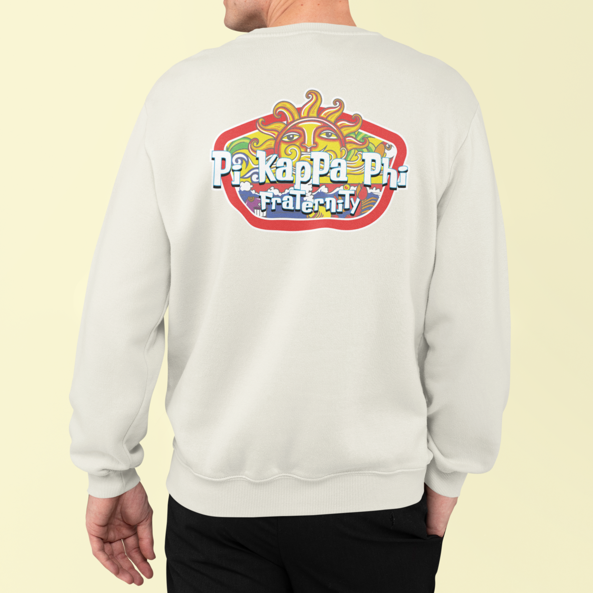 Pi Kappa Phi Graphic Crewneck Sweatshirt | Summer Sol | Pi Kappa Phi Apparel and Merchandise back model 