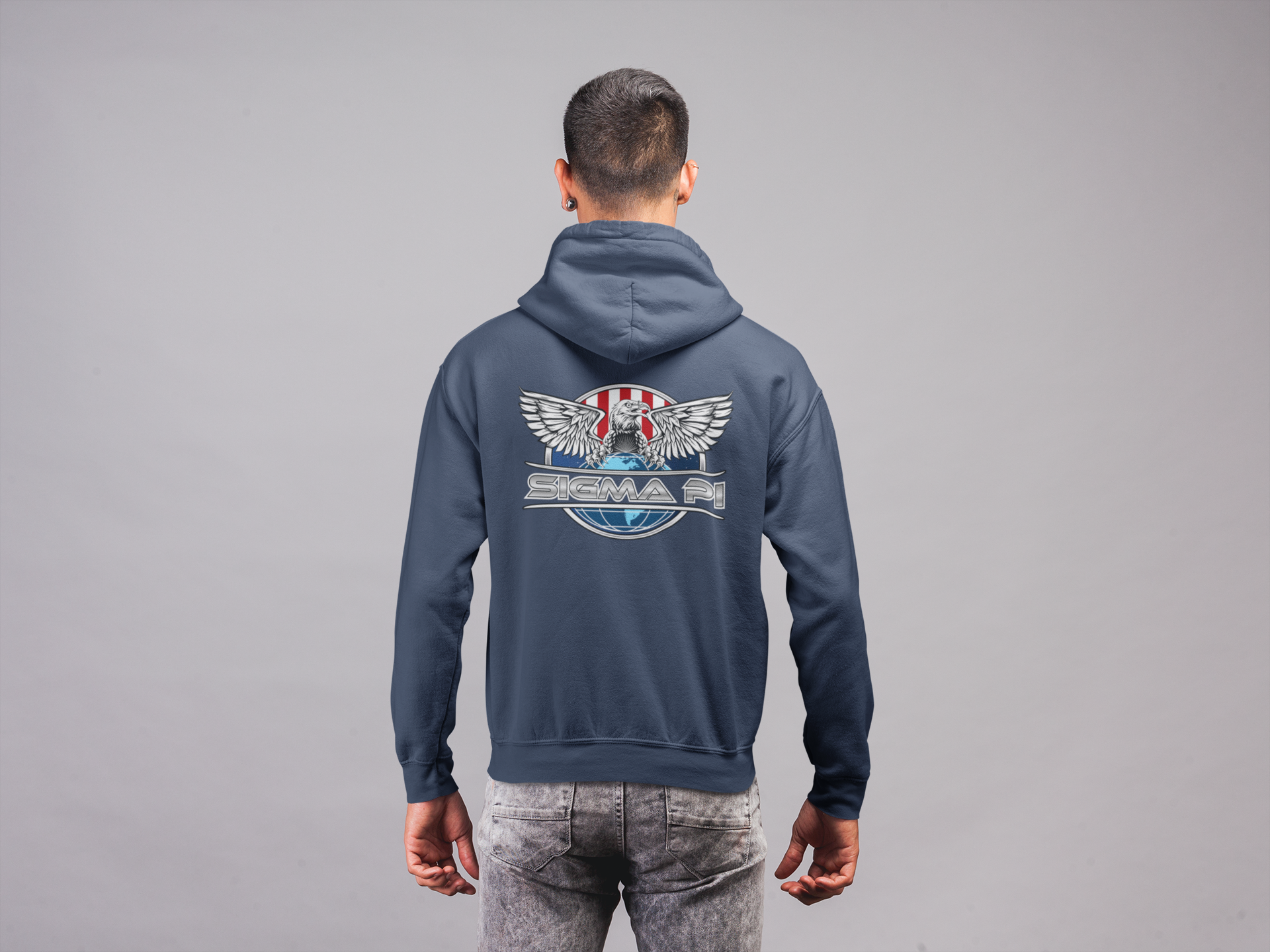 Sigma Pi Graphic Hoodie | The Fraternal Order | Sigma Pi Apparel and Merchandise  back model 