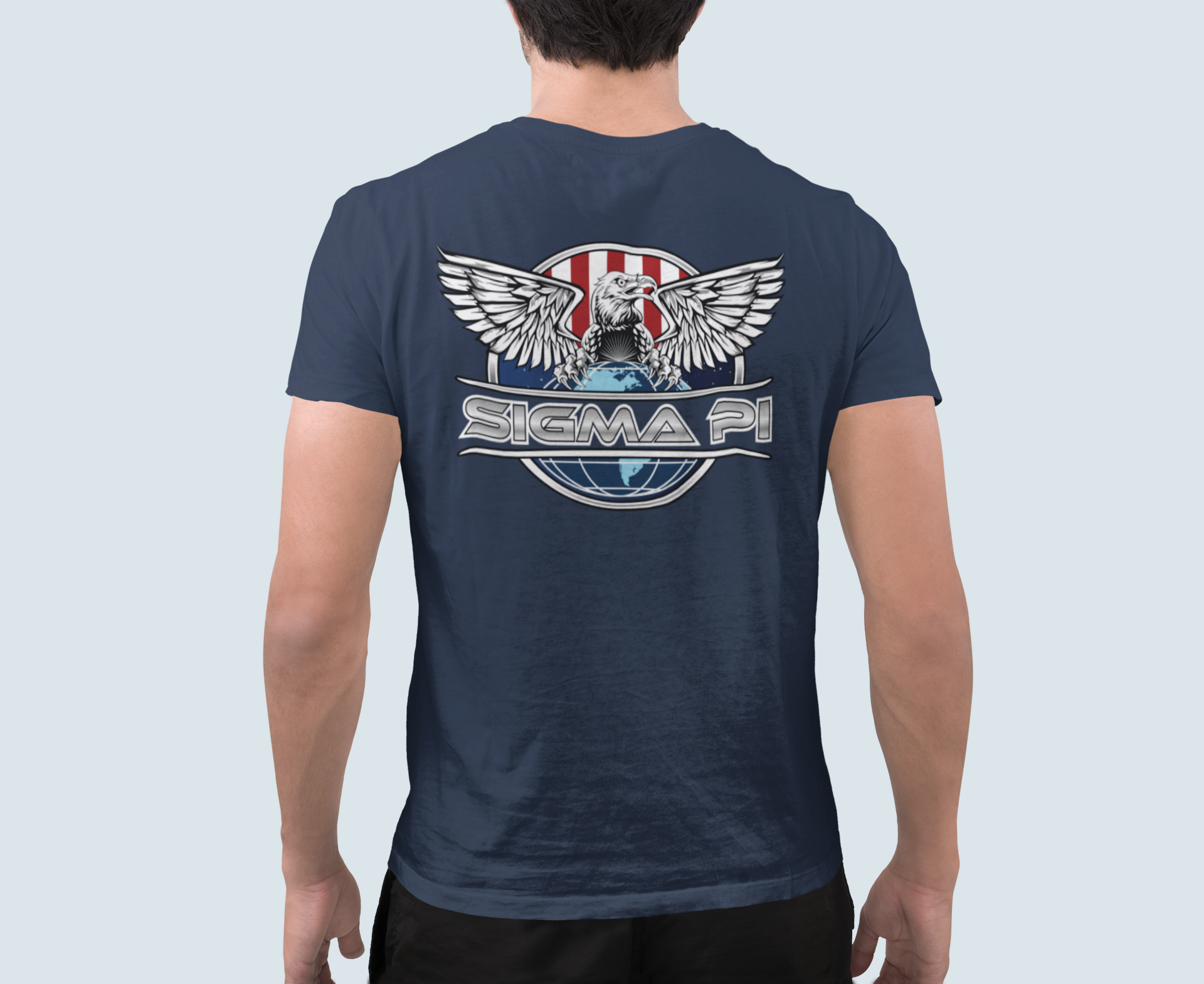 Navy Sigma Pi Graphic T-Shirt | The Fraternal Order | Sigma Pi Apparel and Merchandise model 