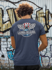 navy Lambda Chi Alpha Graphic T-Shirt | The Fraternal Order | Lambda Chi Alpha Fraternity Shirt back model 