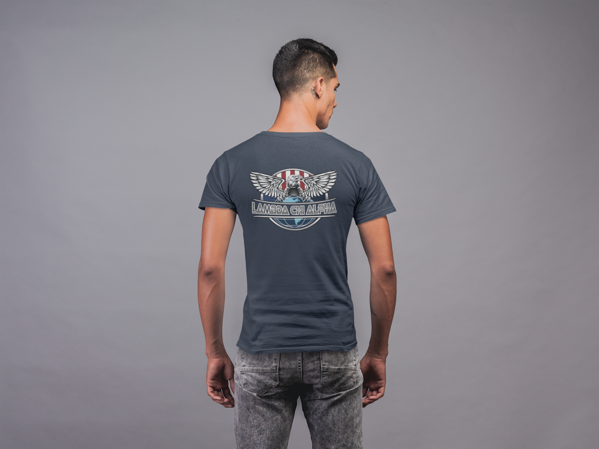 Lambda Chi Alpha Graphic T-Shirt | The Fraternal Order | Lambda Chi Alpha Fraternity Shirt back model 