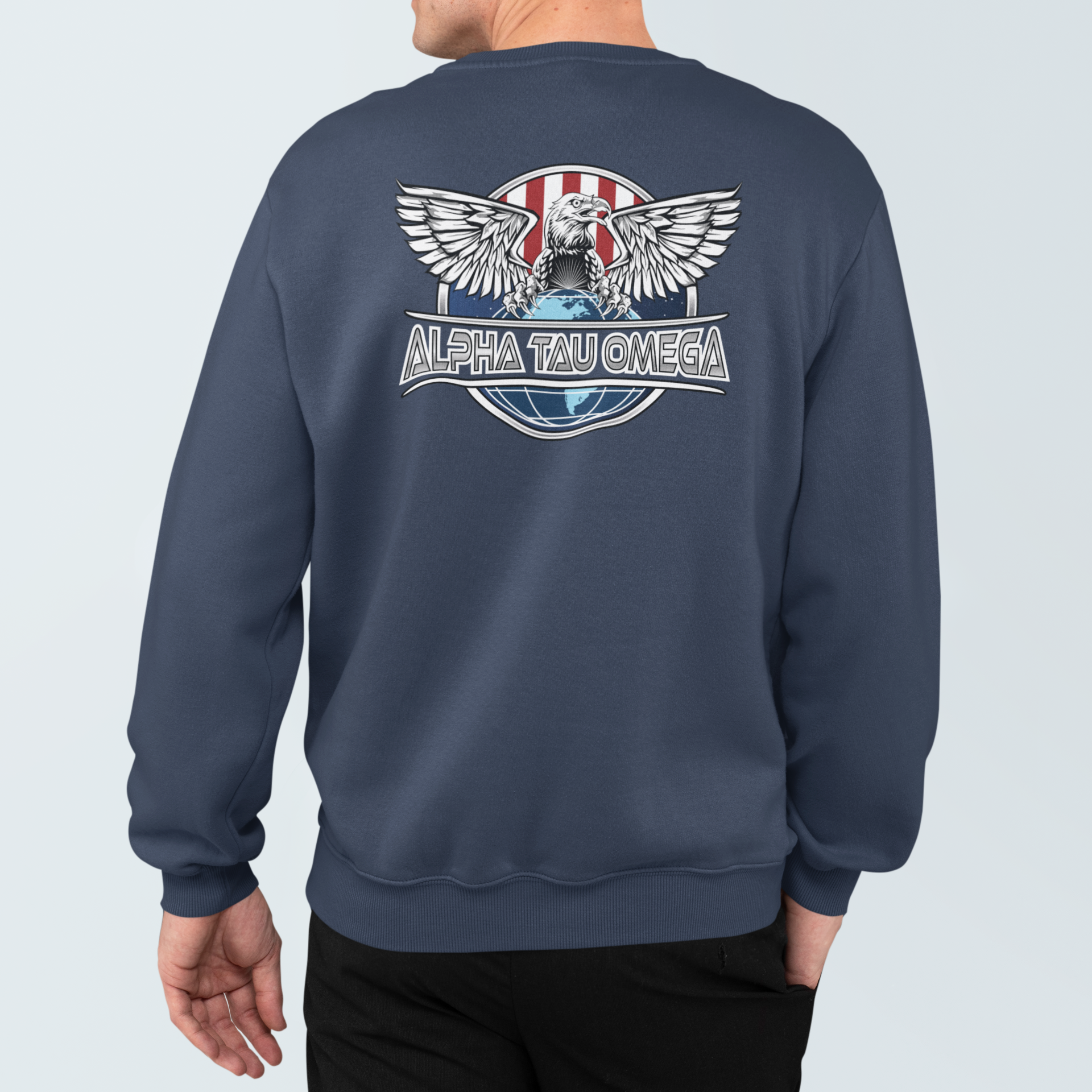 Alpha Tau Omega Graphic Crewneck Sweatshirt | The Fraternal Order | Alpha Tau Omega Apparel model 