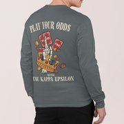 Grey Tau Kappa Epsilon Graphic Long Sleeve T-Shirt | Play Your Odds | Tau Kappa Epsilon Fraternity model 