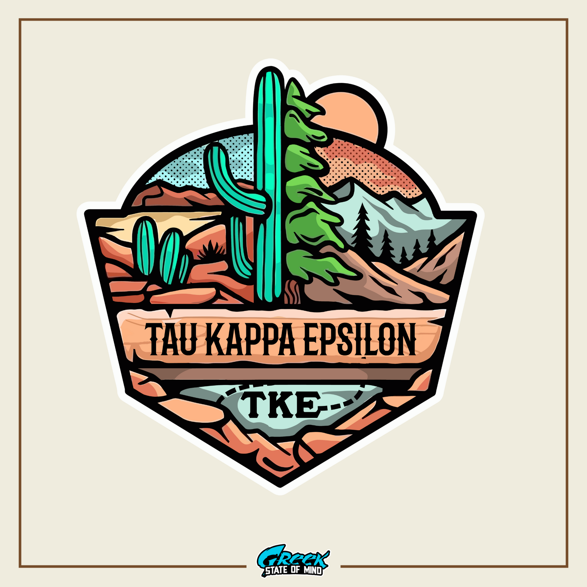 Tau Kappa Epsilon Graphic Long Sleeve T-Shirt | Desert Mountains | TKE Clothing and Merchandise design 