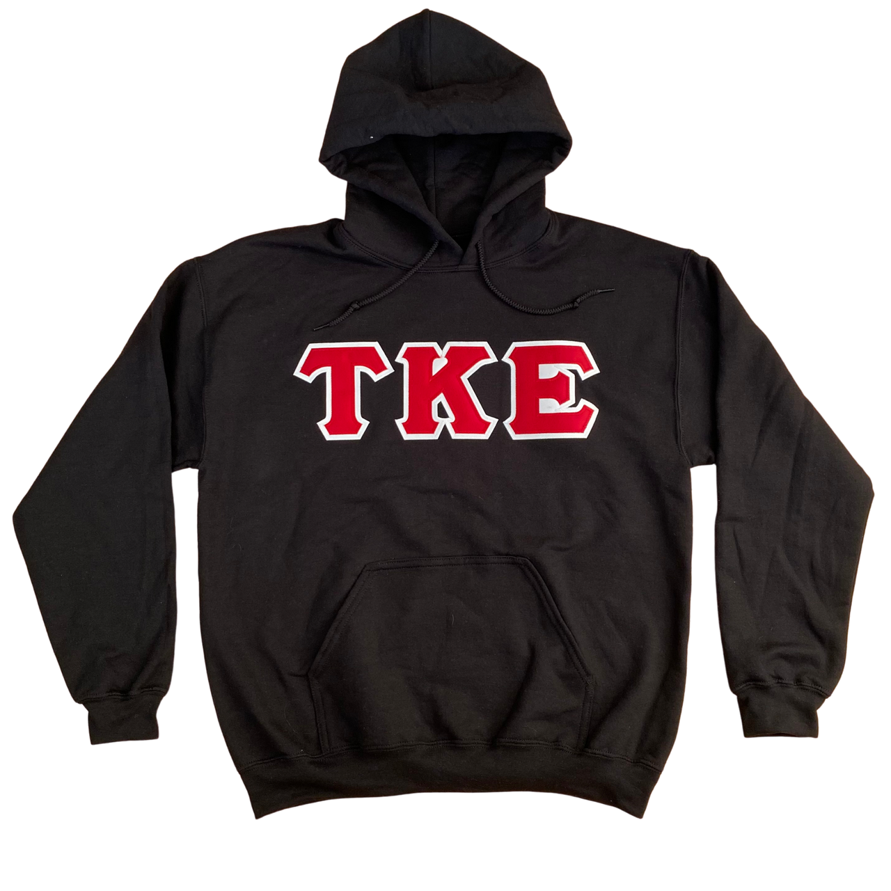 Tau Kappa Epsilon Stitched Letter Hoodie | Black | Red with White Border