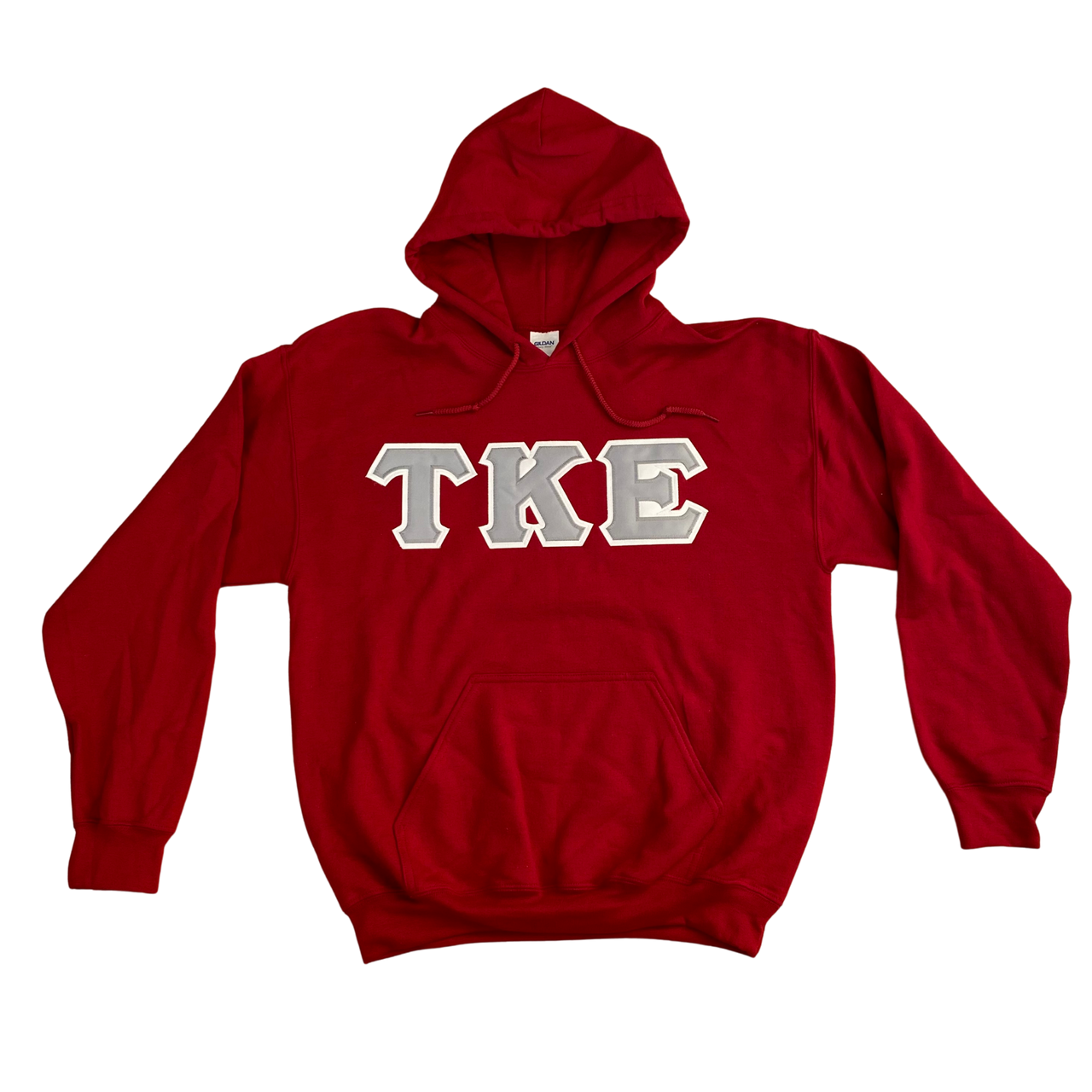 Tau Kappa Epsilon Stitched Letter Hoodie | Cardinal Red | Gray with White Border