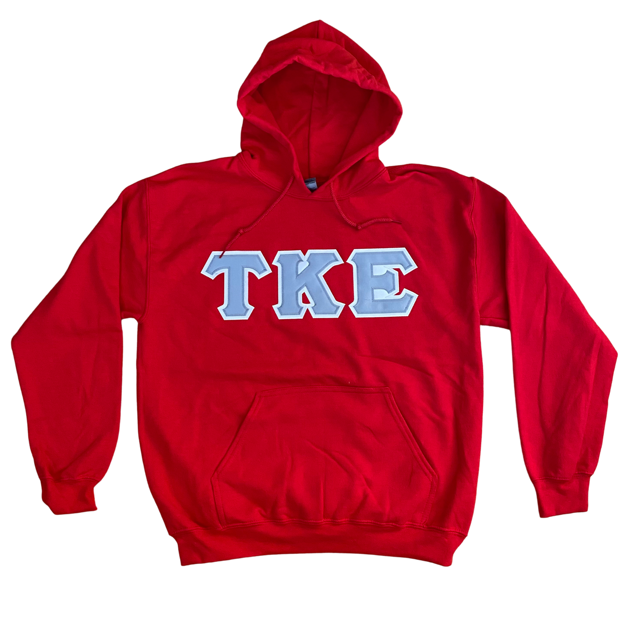 Tau Kappa Epsilon Stitched Letter Hoodie | Red | Gray with White Border