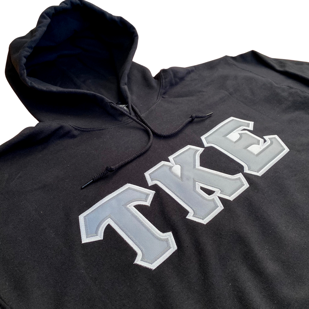 Tau Kappa Epsilon Stitched Letter Hoodie | Black | Gray with White Border