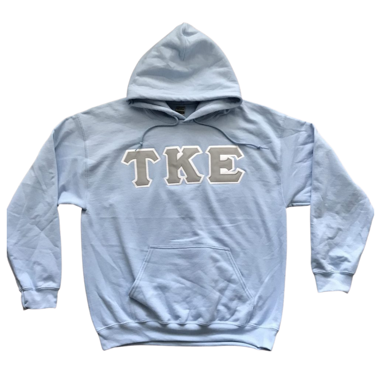 Tau Kappa Epsilon Stitched Letter Hoodie | Light Blue | Gray with White Border
