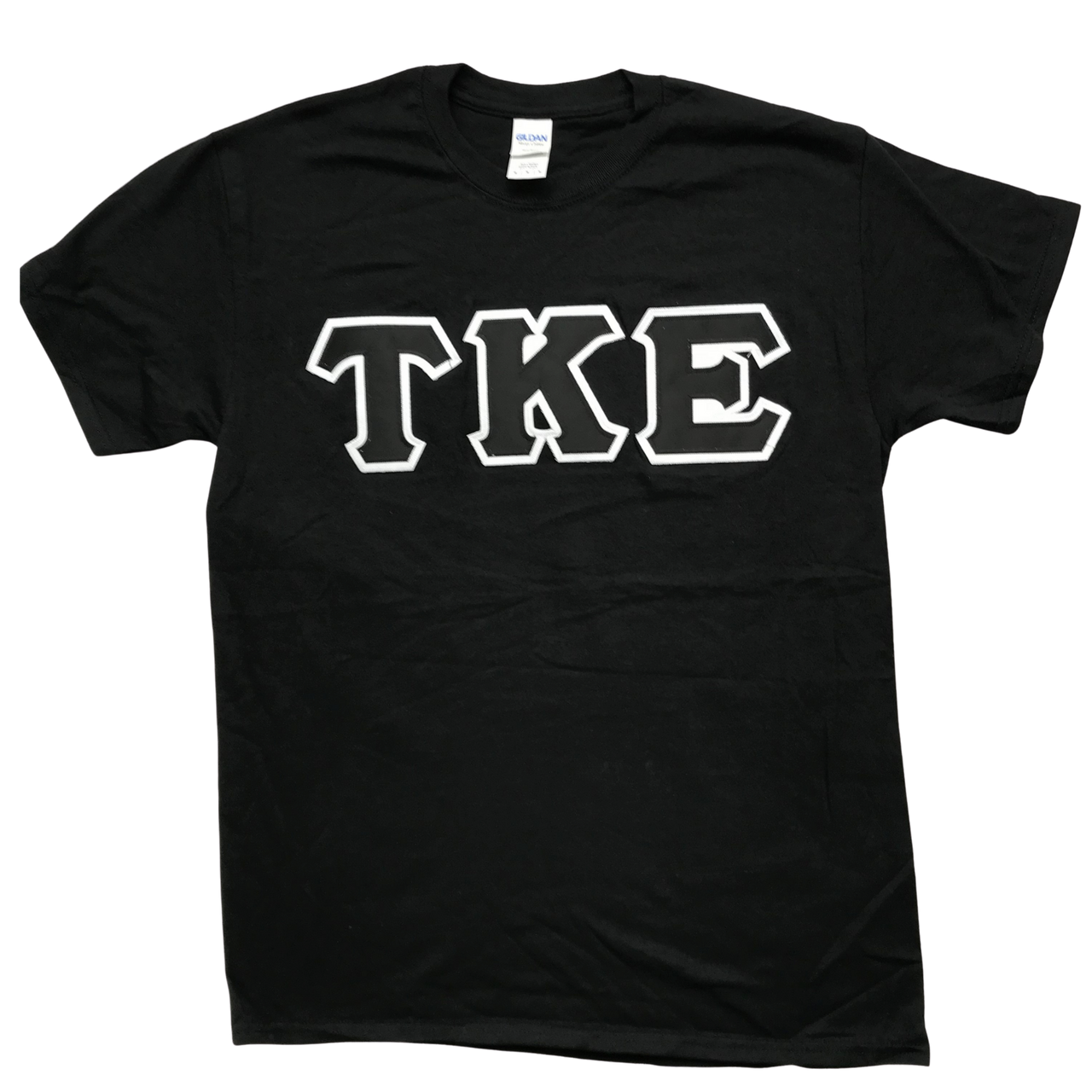Tau Kappa Epsilon Stitched Letter T-Shirt | Black | Black with White Border