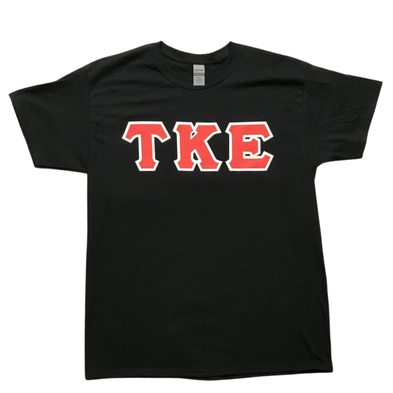 Tau Kappa Epsilon Printed Letter T-Shirt | Black | Red with White Border