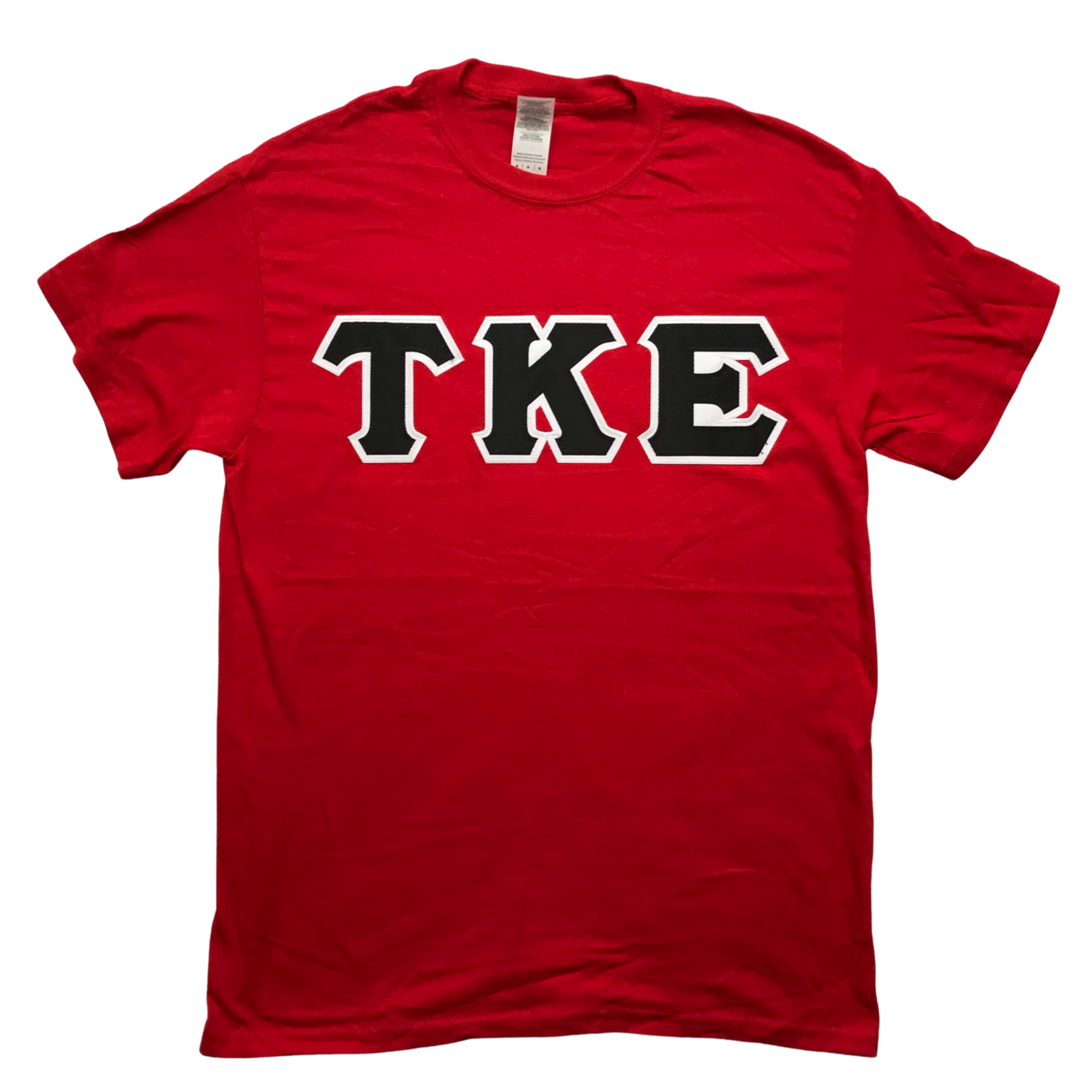 Tau Kappa Epsilon Stitched Letter T-Shirt | Red | Black with White Border