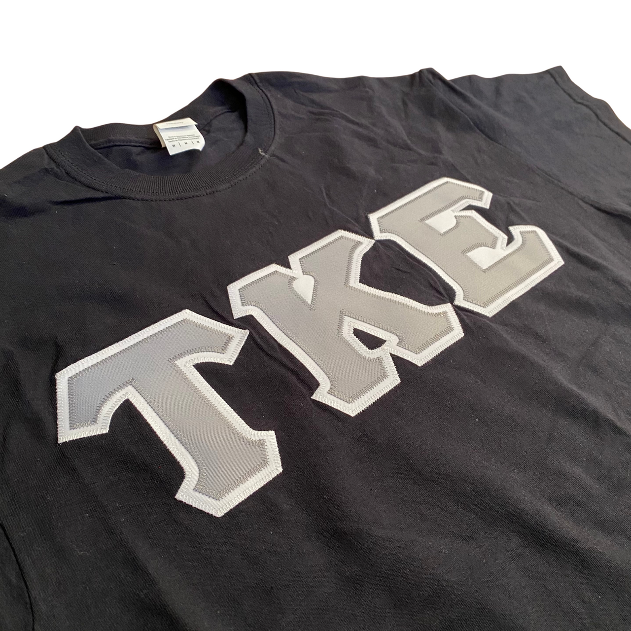 Tau Kappa Epsilon Stitched Letter T-Shirt | Black | Gray with White Border