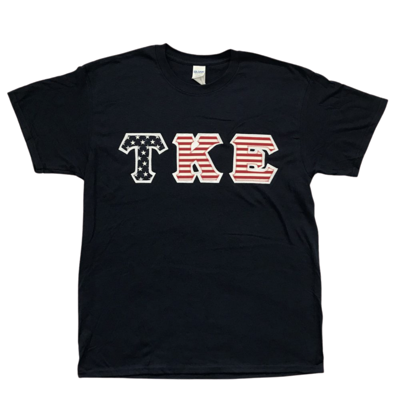 Tau Kappa Epsilon Stitched Letter T-Shirt | USA Flag with White Border