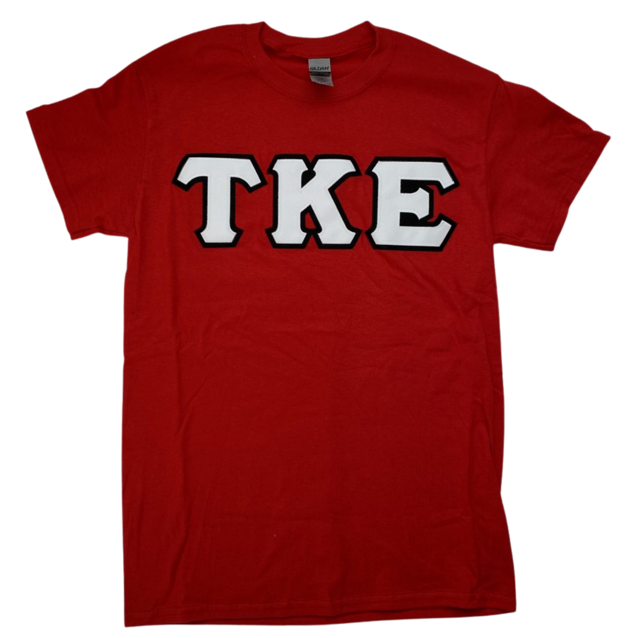 Tau Kappa Epsilon Stitched Letter T-Shirt | Red | White with Black Border