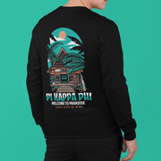 Pi Kappa Phi Graphic Long Sleeve T-Shirt | Welcome to Paradise | Pi Kappa Phi Apparel and Merchandise back model 