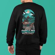 Sigma Chi Graphic Crewneck Sweatshirt | Welcome to Paradise | Sigma Chi Fraternity Merch House model 