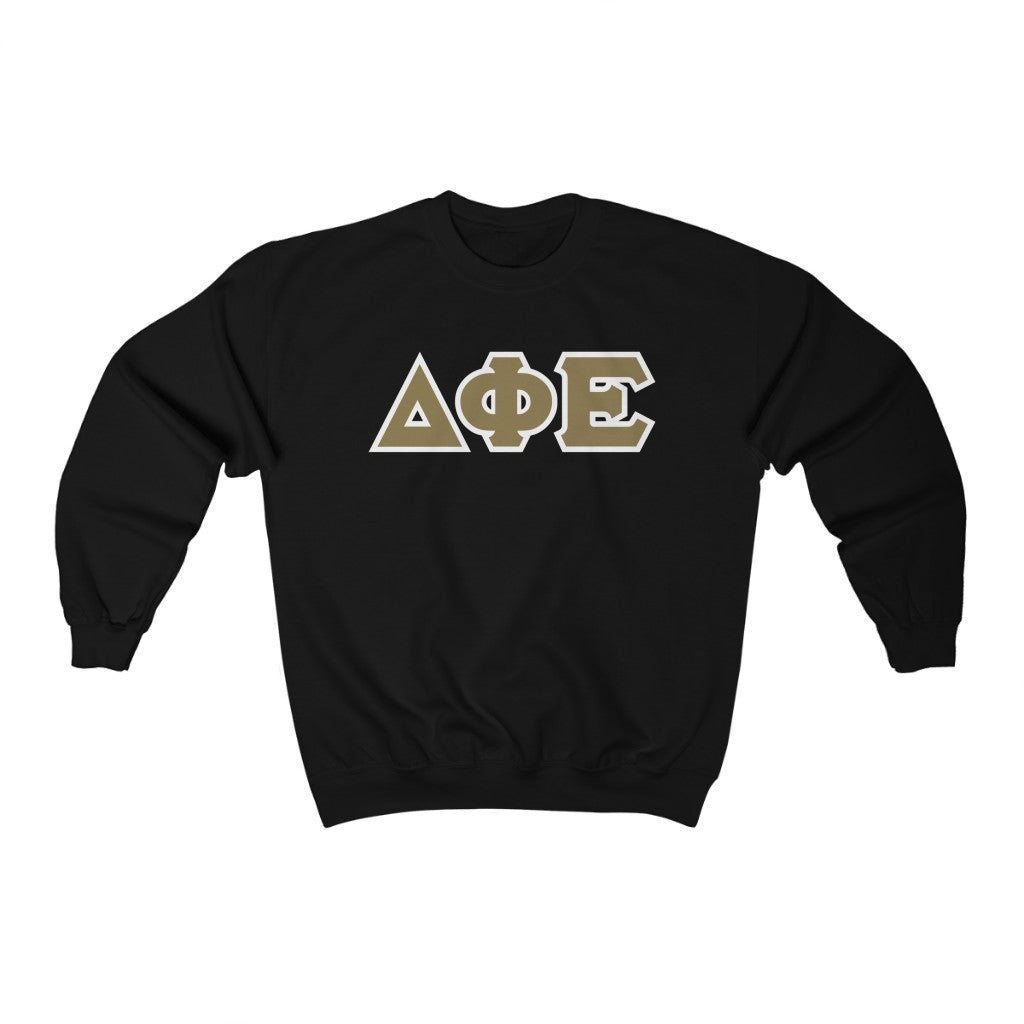 DPhiE Printed Letters | Gold with White Border Crewneck