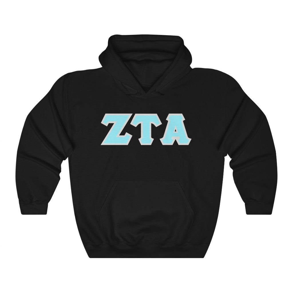 ZTA Printed Letters | Cyan with Grey Border Hoodie