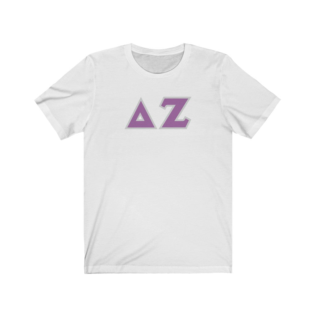 Delta Zeta Printed Letters | Purple & Grey Border T-Shirt