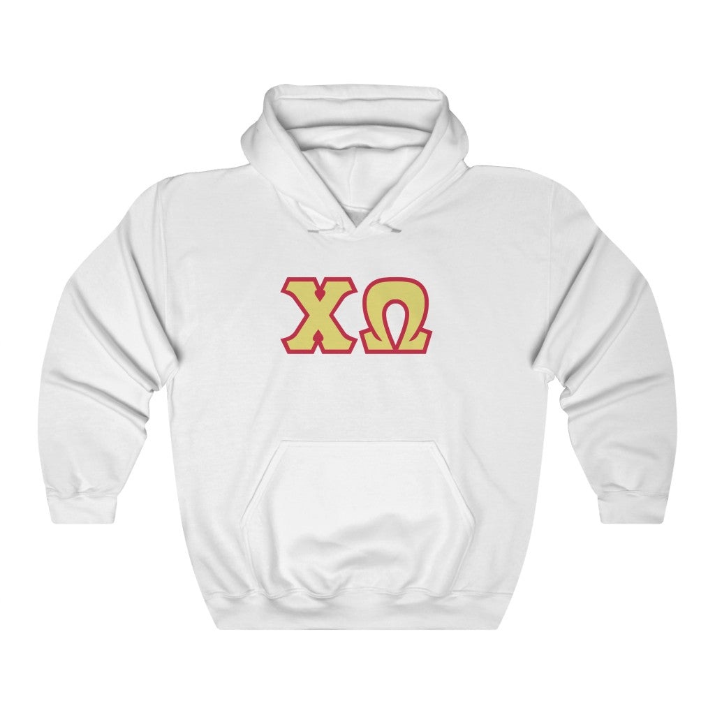 Chi Omega Print Letters | Straw & Cardinal Border Hoodie