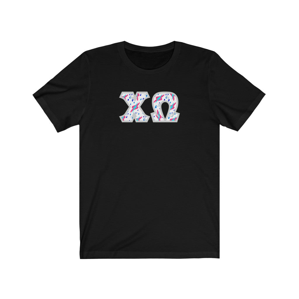 Chi Omega Printed Letters | Bayside White T-Shirt