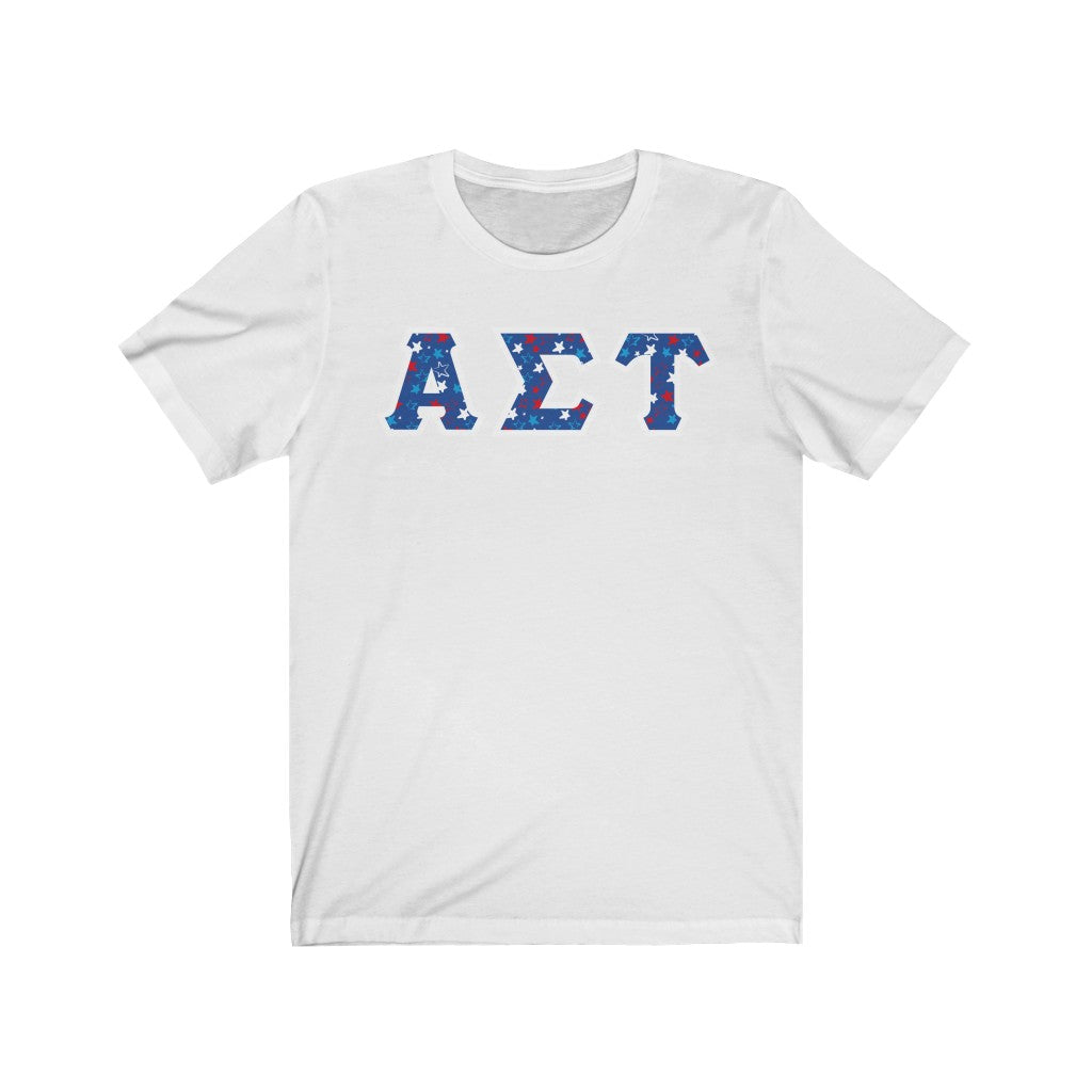 Alpha Sigma Tau Printed Letters | USA Stars T-Shirt