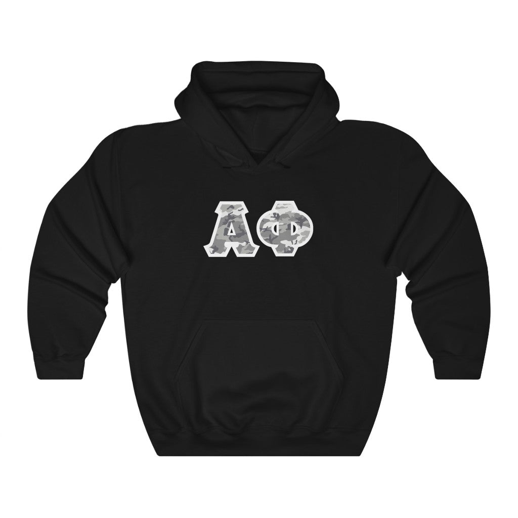 Alpha Phi Printed Letters | Winter Camo Hoodie