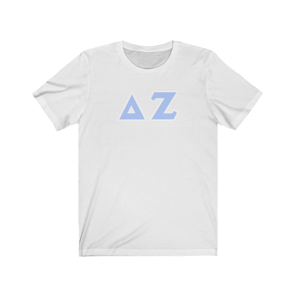 Delta Zeta Printed Letters | L Blue & White Border T-Shirt