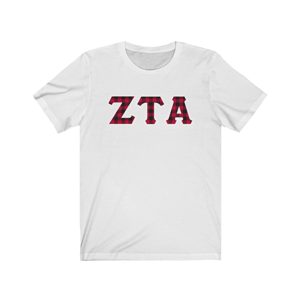 Zeta Tau Alpha Printed Letters | Buffalo Plaid T-Shirt