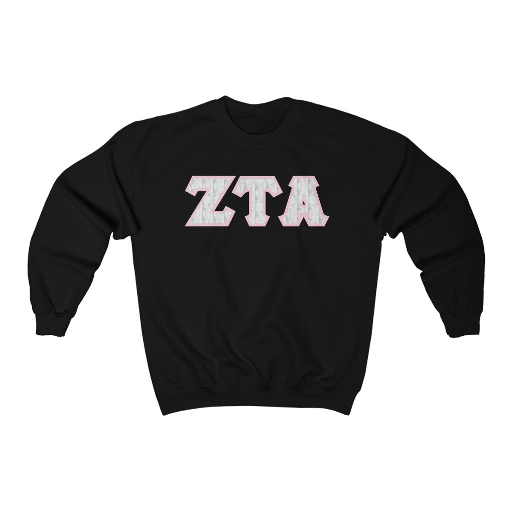 ZTA Printed Letters | Marble with Pink Border Crewneck