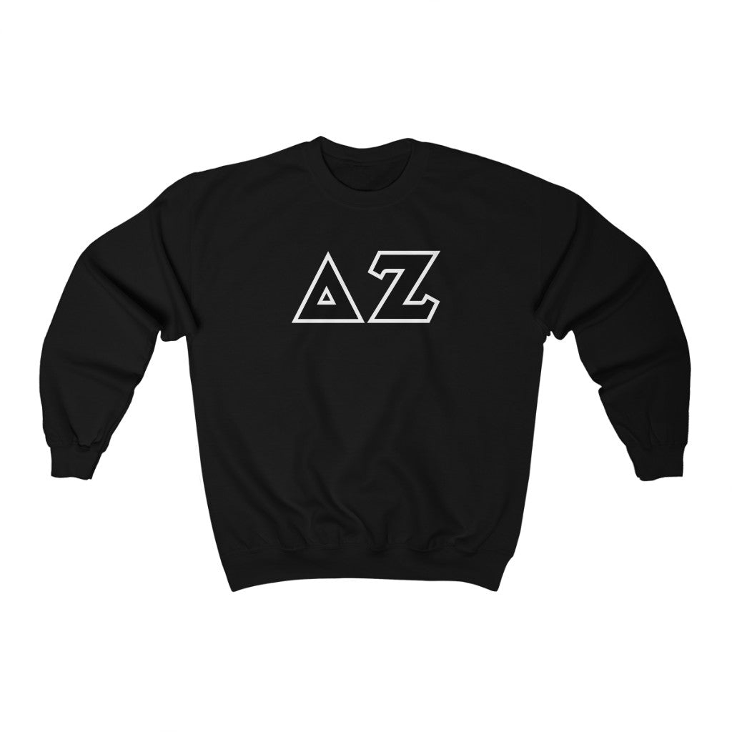 Delta Zeta Printed Letters | Black & White Border Crewneck