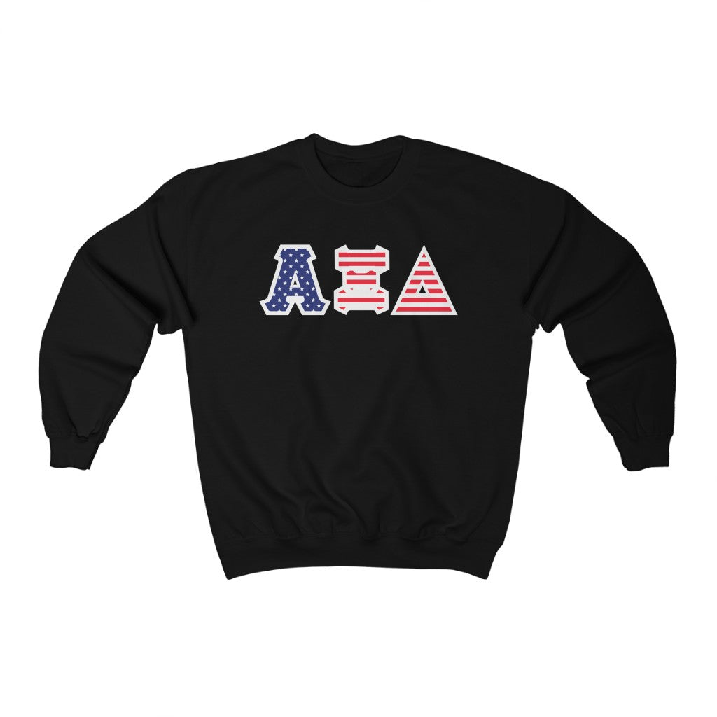 AXiD Printed Letters | American Flag Pattern Crewneck