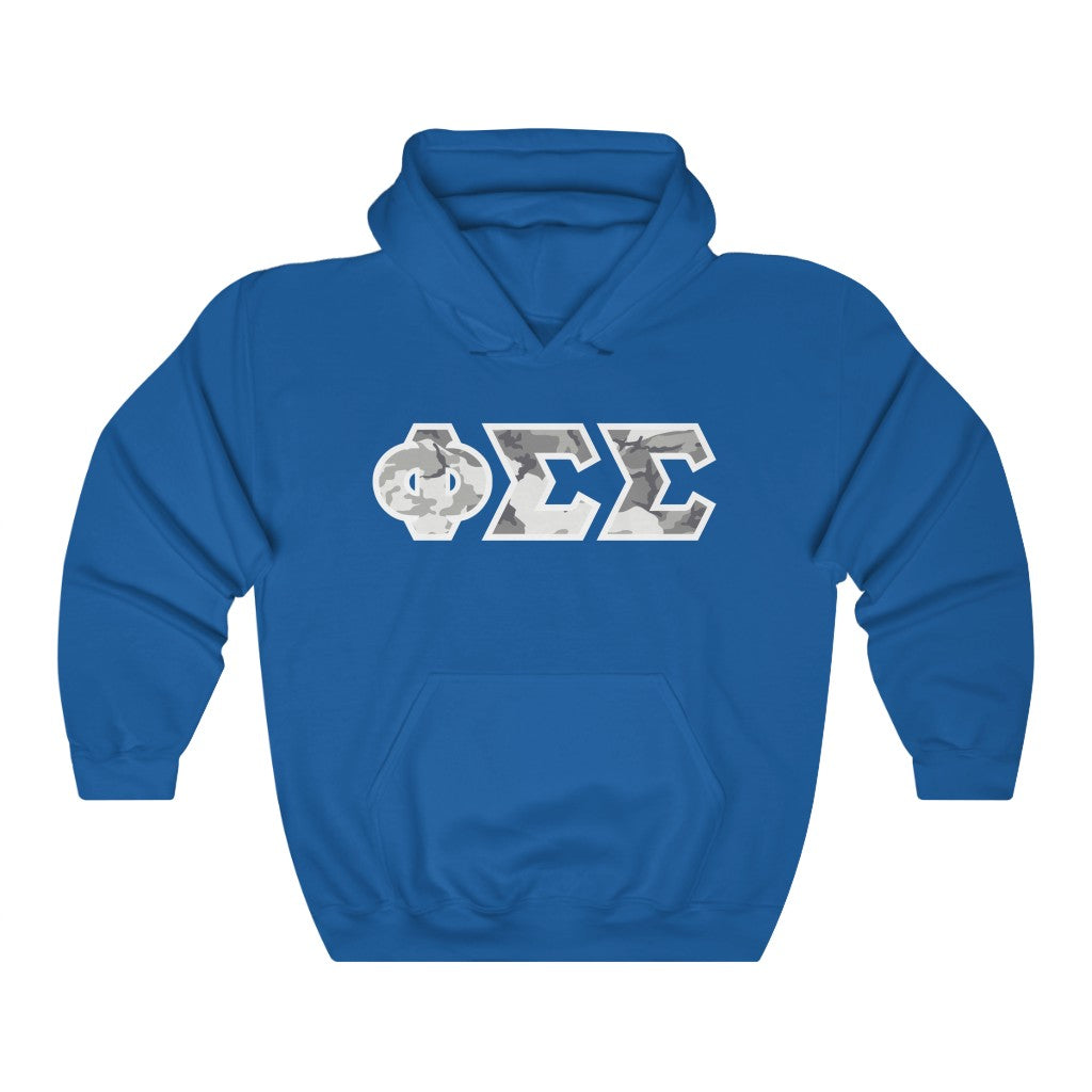Phi Sigma Sigma Printed Letters | Winter Camo Hoodie