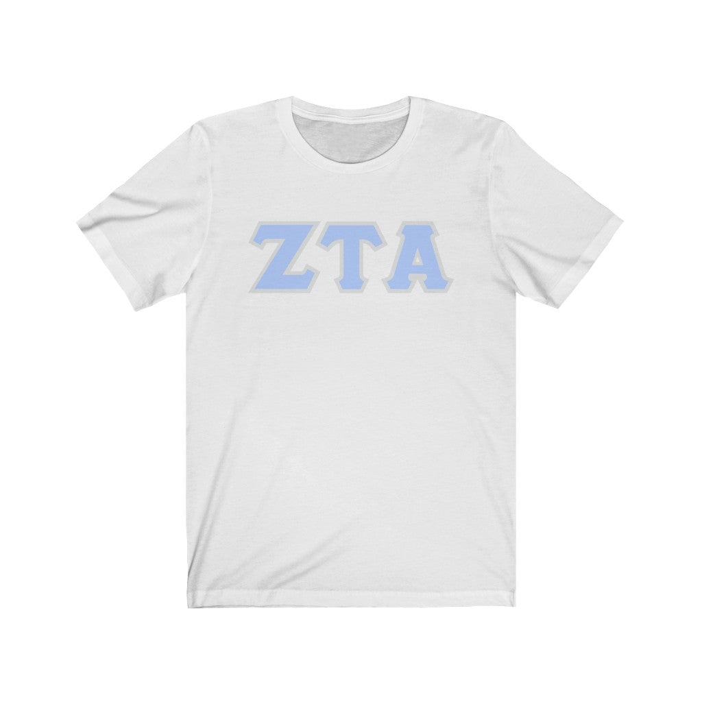 ZTA Printed Letters | Pastel Blue with Grey Border T-Shirt