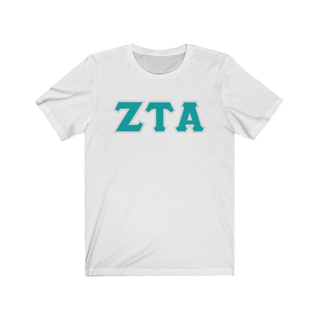 ZTA Printed Letters | Turquoise with Grey Border T-Shirt