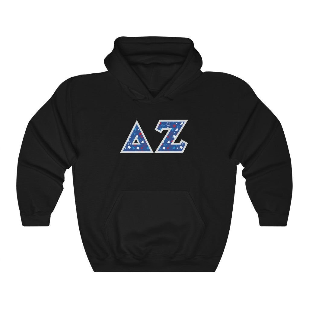 Delta Zeta Printed Letters | USA Stars Hoodie