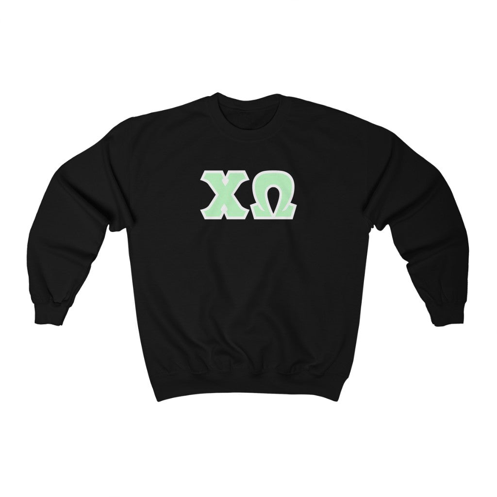 Chi Omega Printed Letters | Mint with White Border Crewneck