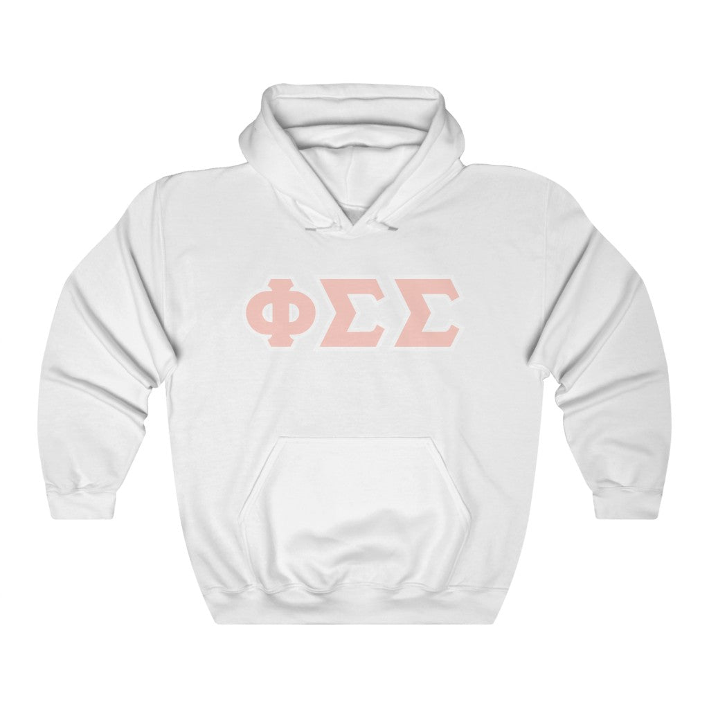 Phi Sig Printed Letters | Peach with White Border Hoodie