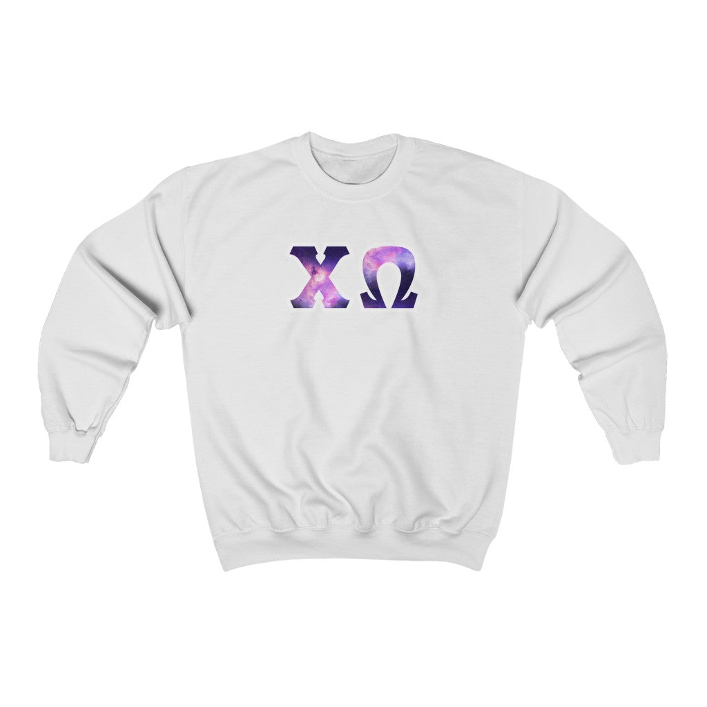 Chi Omega Printed Letters | Galaxy Crewneck