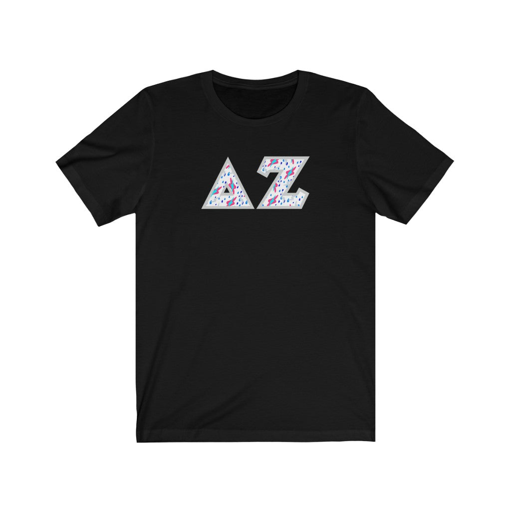 Delta Zeta Printed Letters| Bayside White T-Shirt