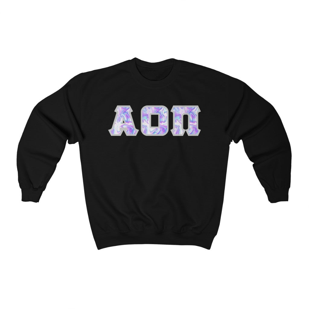 AOII Printed Letters | Cotton Candy Tie-Dye Crewneck