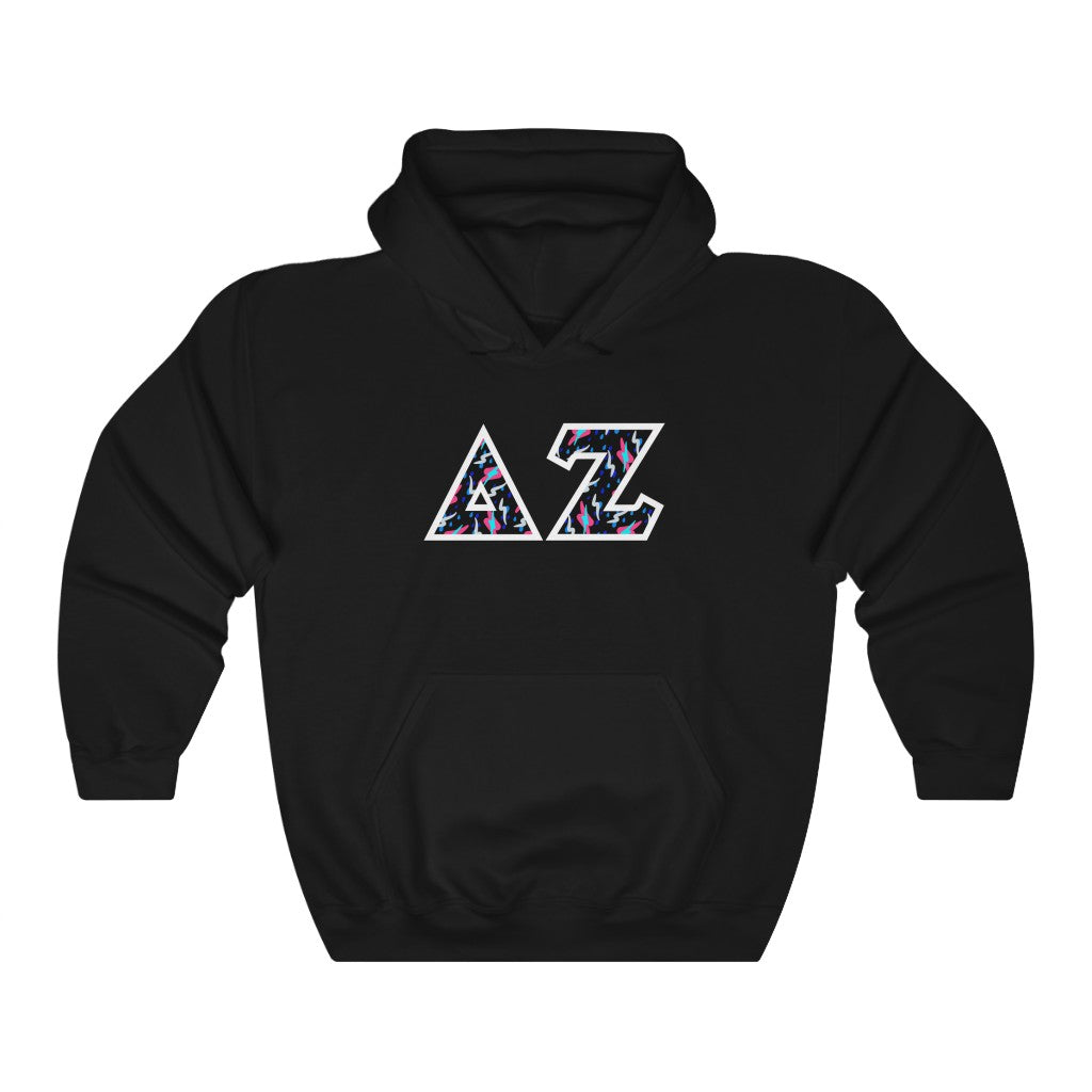Delta Zeta Printed Letters | Bayside Black Hoodie