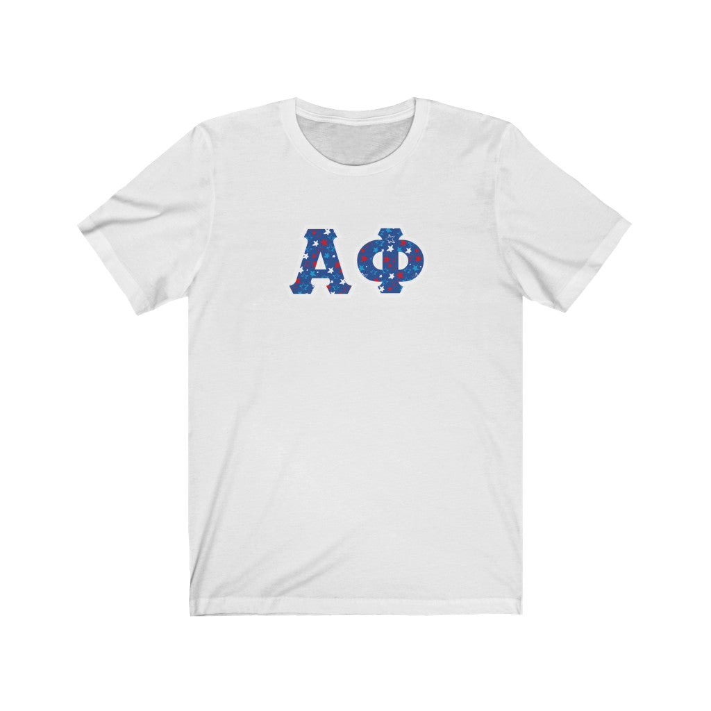 Alpha Phi Printed Letters | USA Stars T-Shirt