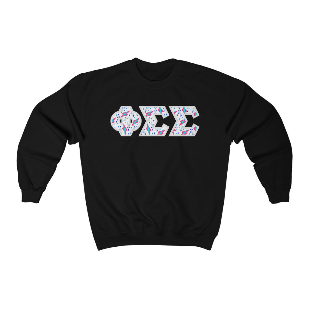 Phi Sigma Sigma Printed Letters | Bayside White Crewneck