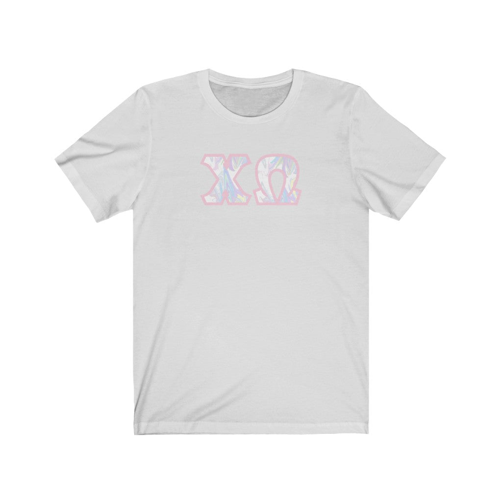 Chi Omega Printed Letters | Pastel Tie-Dye T-Shirt