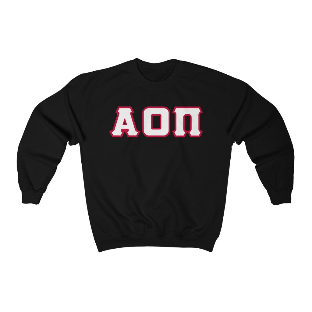 AOII Printed Letters | White with Red Border Crewneck