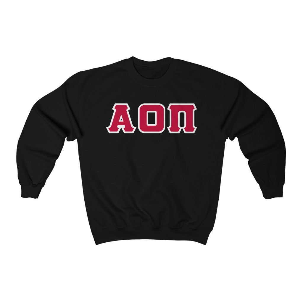 Alpha Omicron Pi Printed Letters | Cardinal with White Border Crewneck